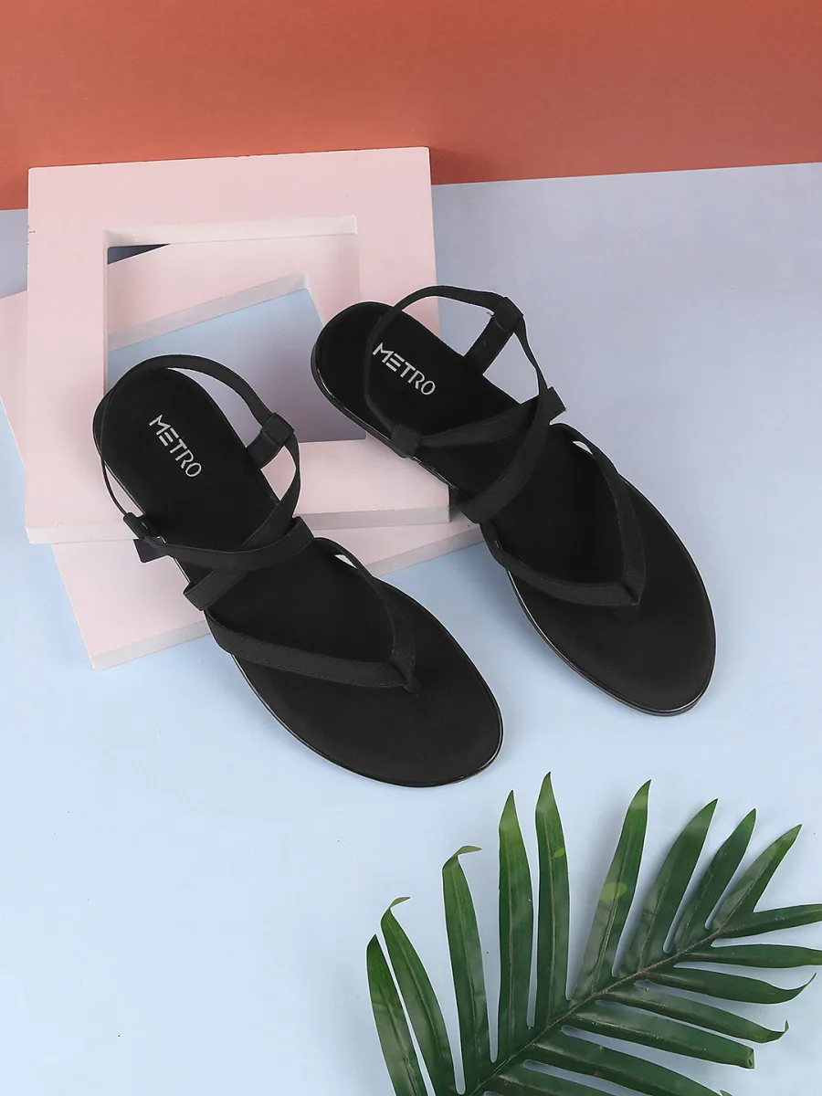 Black Strappy Flats