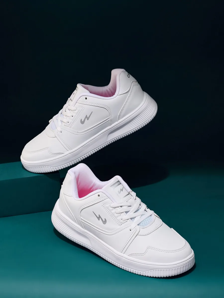 White Lace-Up Sneakers