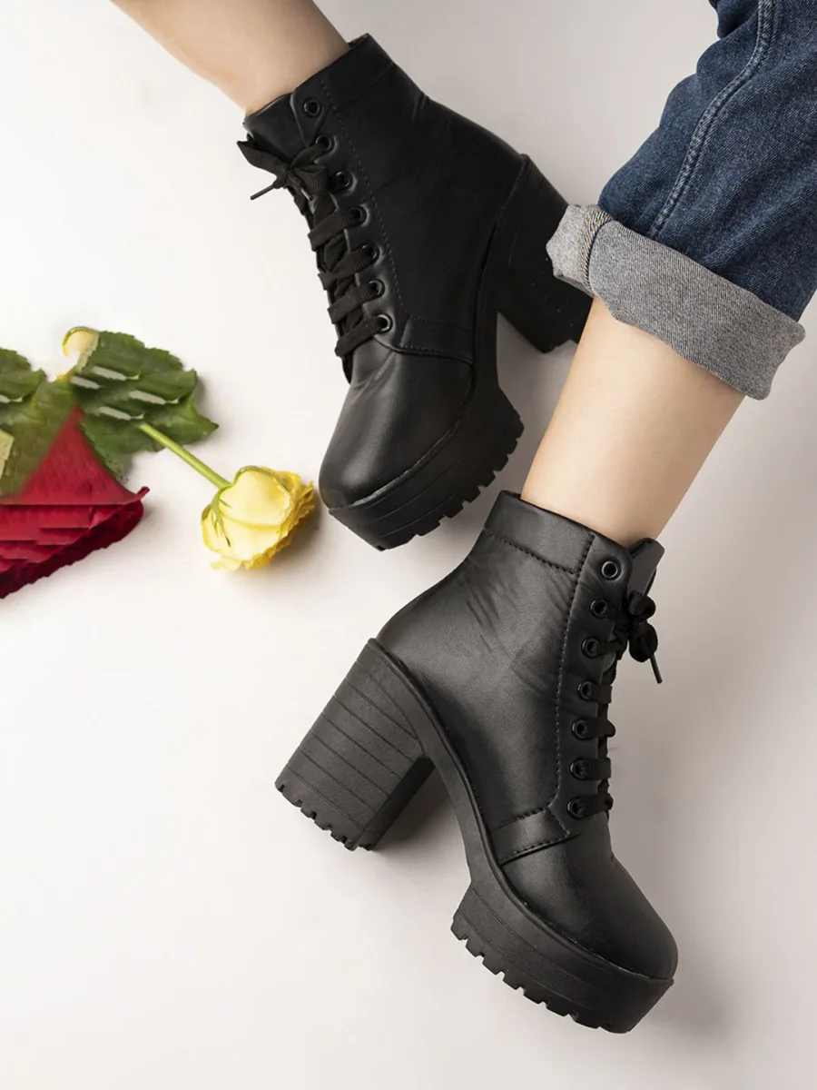 Black Platform Ankle Boots
