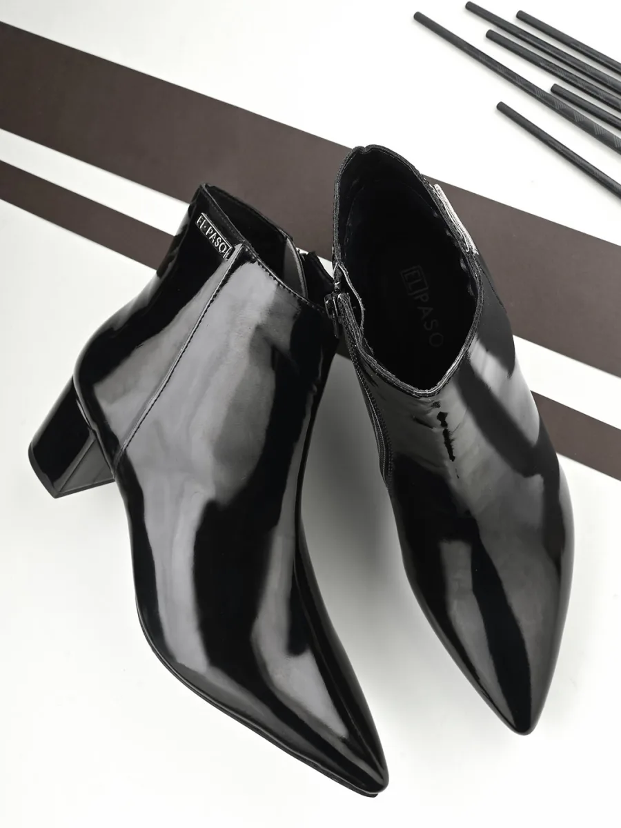Black Pointed-Toe Ankle Boots