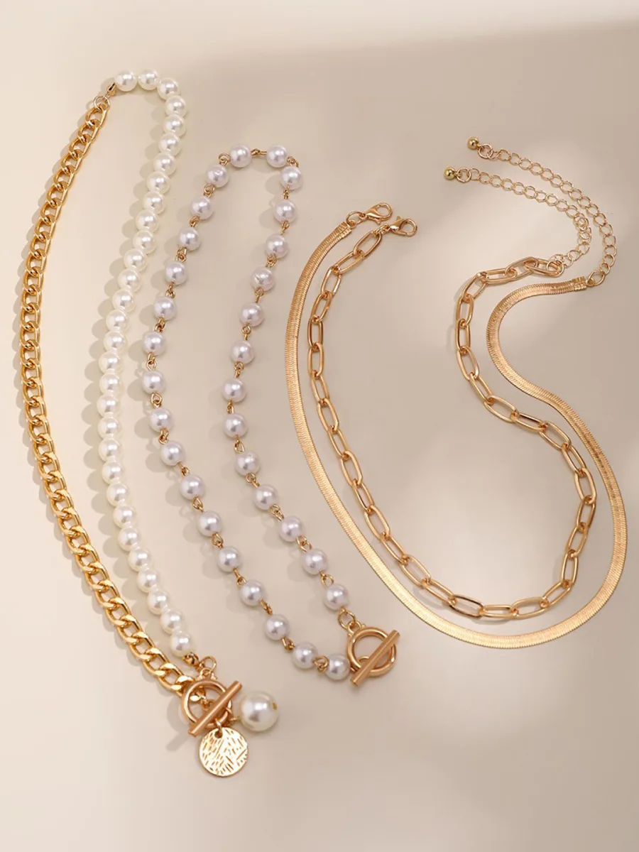 Gold Pearl Layered Necklace