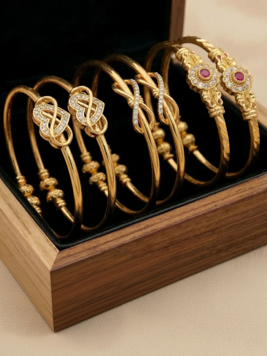 Gold Stone-Studded Kada Set