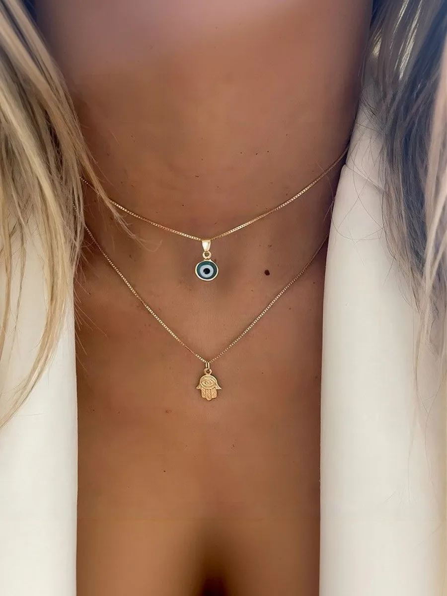Gold Evil Eye Layered Necklace
