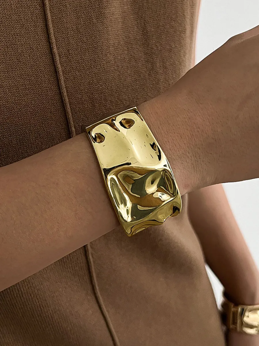 Gold Textured Cuff Bracelet