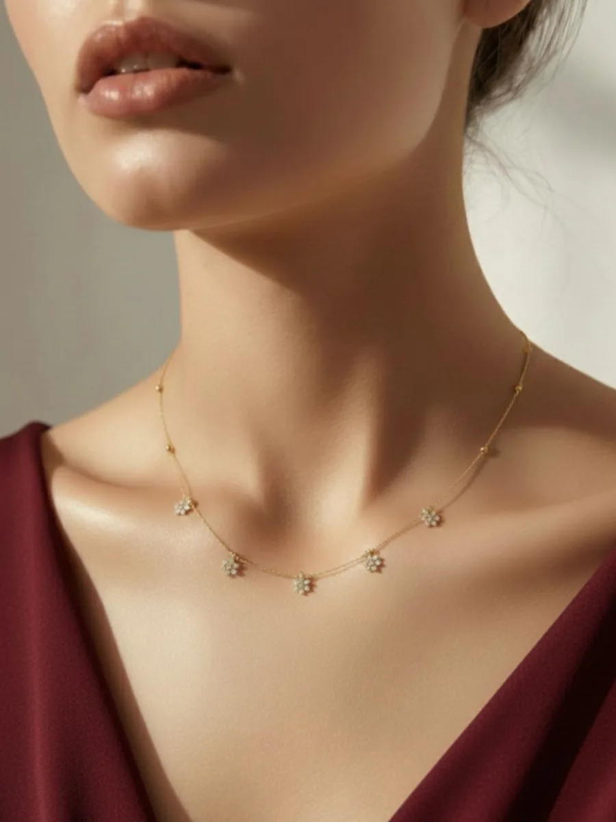 Gold Floral Charm Necklace