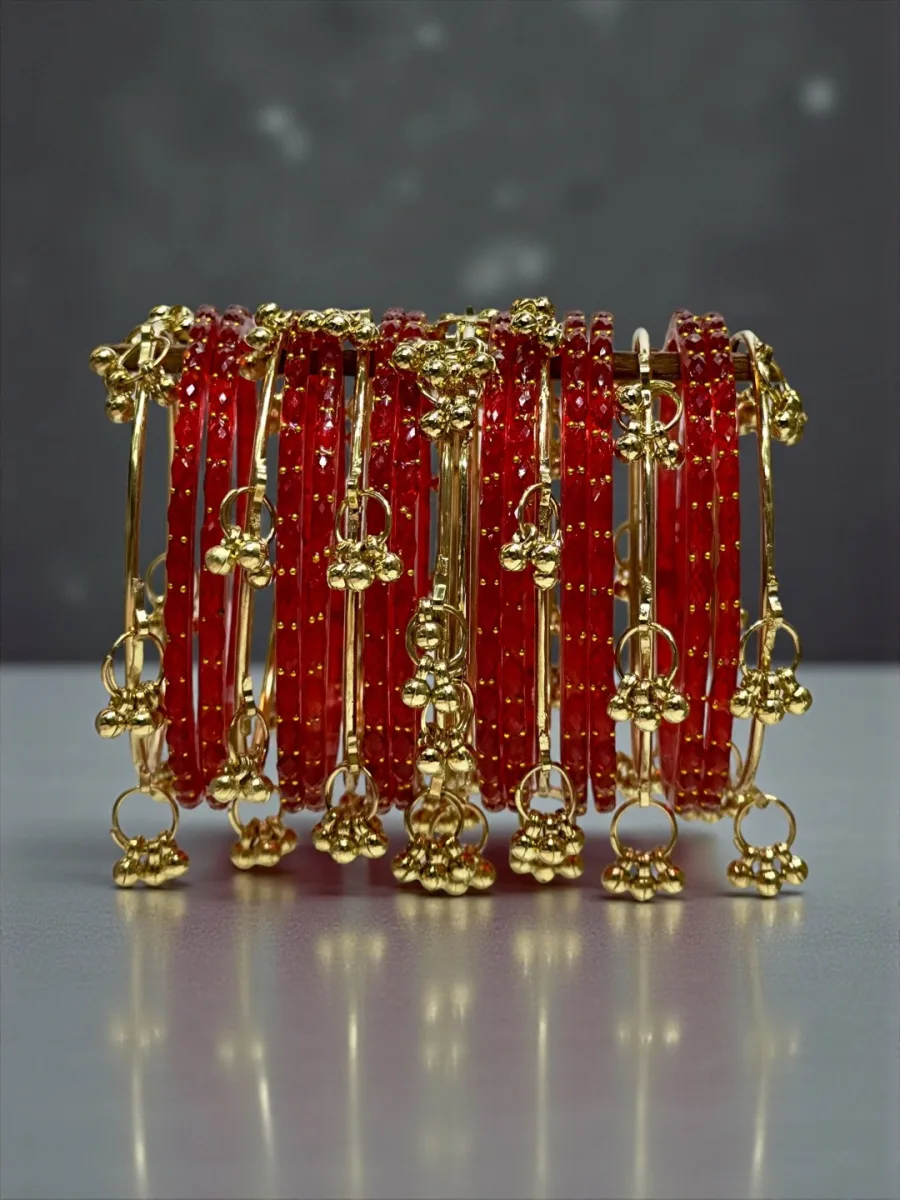 Red Glass Bangle Set
