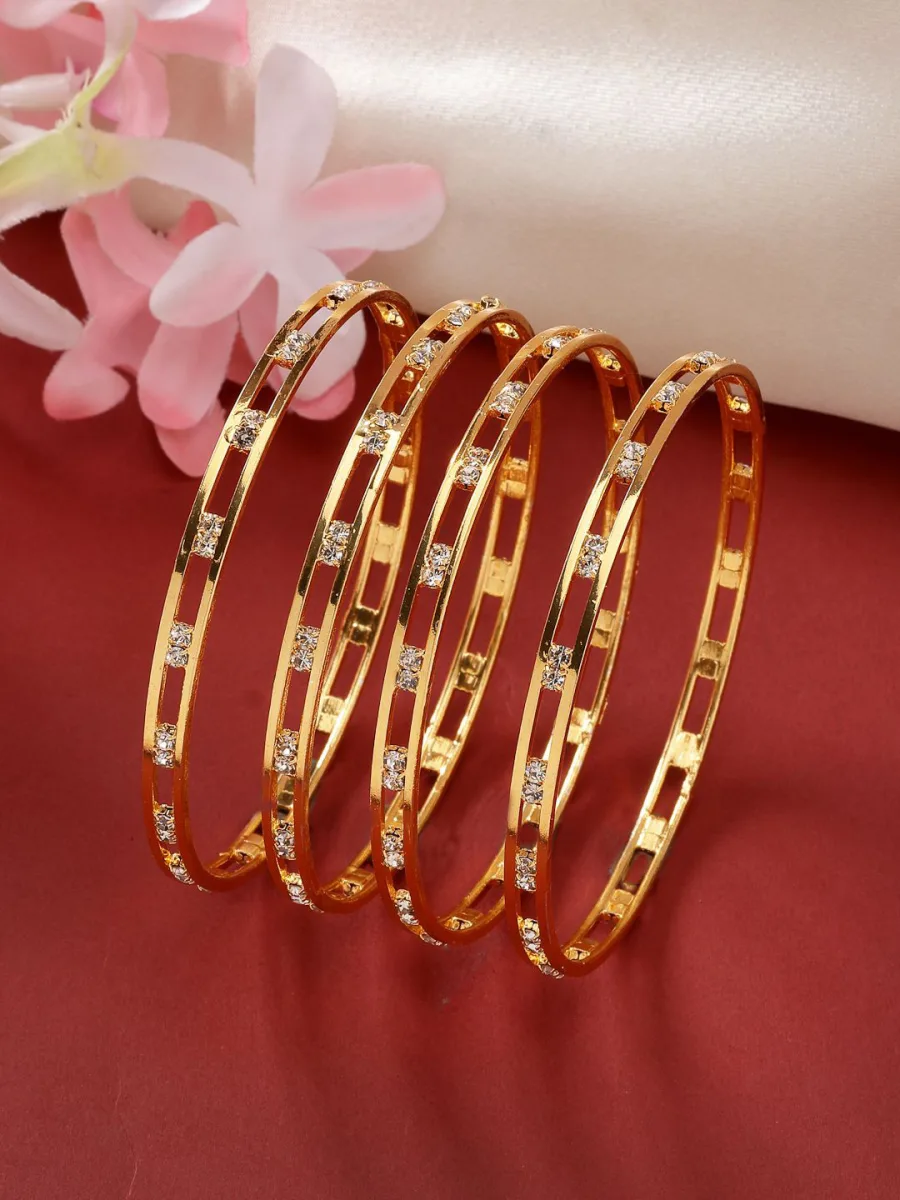 Gold Stone-Studded Bangle Set