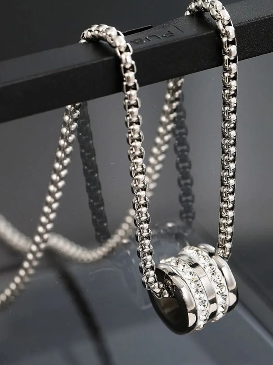 Silver Stone-Studded Pendant Necklace