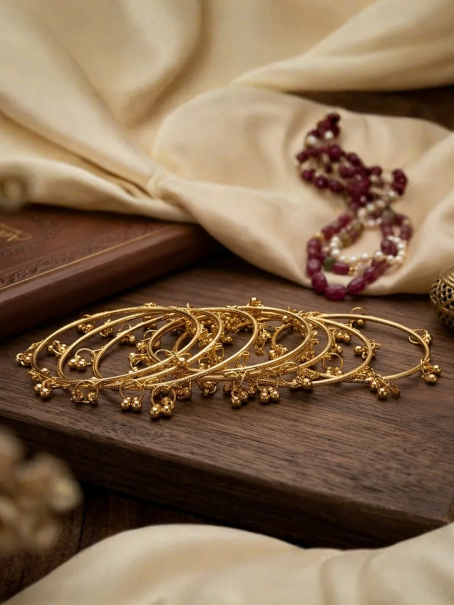 Gold Ghungroo Bangle Set