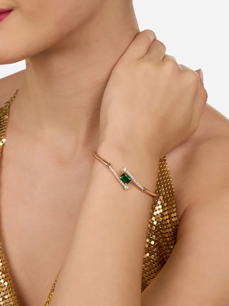 Rose Gold Green Stone Bracelet