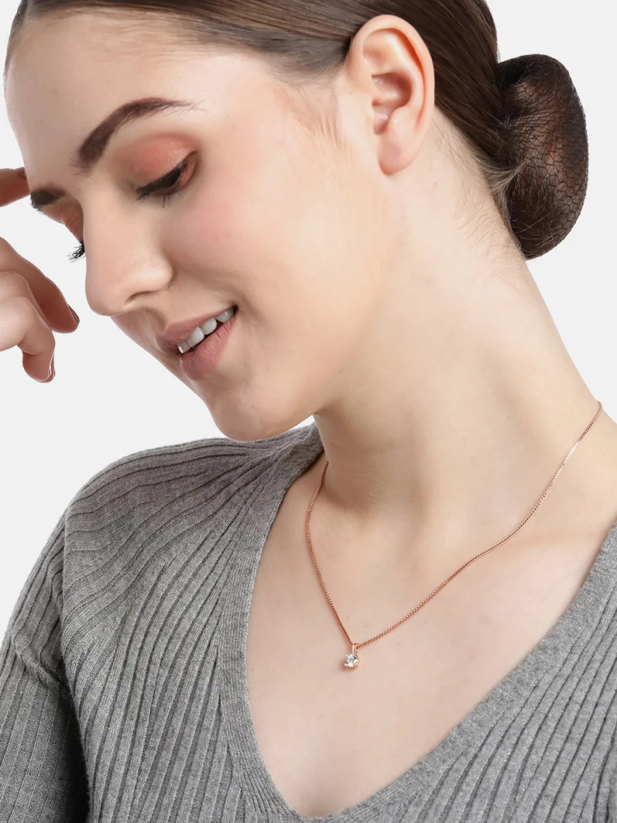Rose Gold Solitaire Pendant Necklace