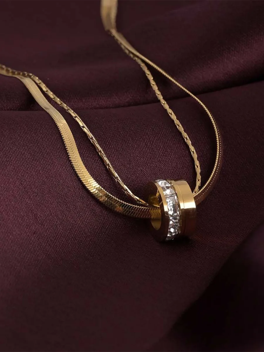 Gold Crystal Pendant Necklace