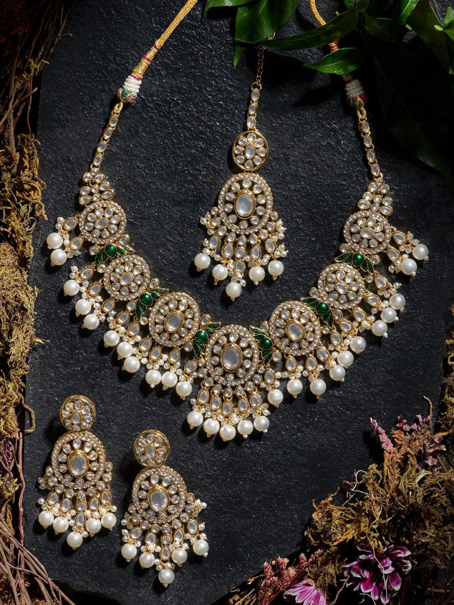 Polki Pearl Necklace Set