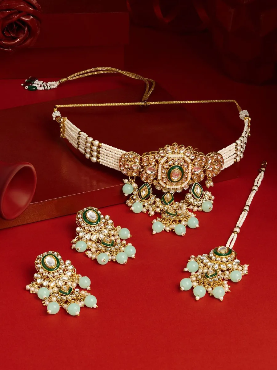 Mint Kundan Choker Set