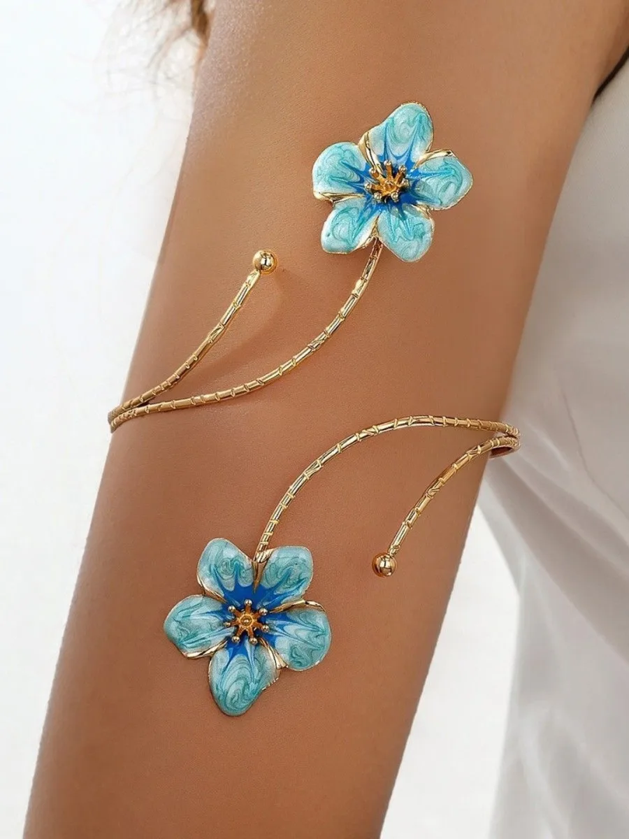Blue Floral Arm Cuff