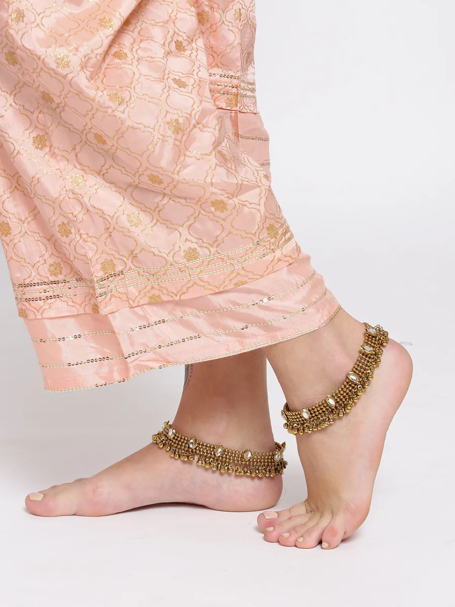 Gold Kundan Anklet Set
