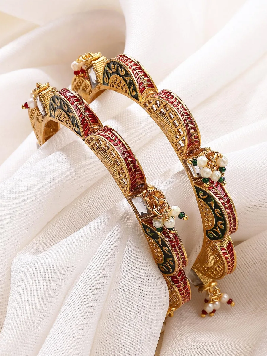 Meenakari Gold Bangle Set