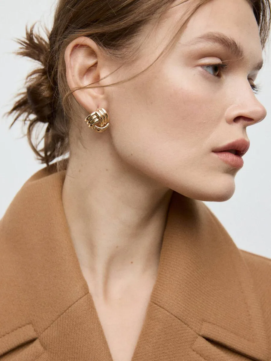 Gold Knot Stud Earrings