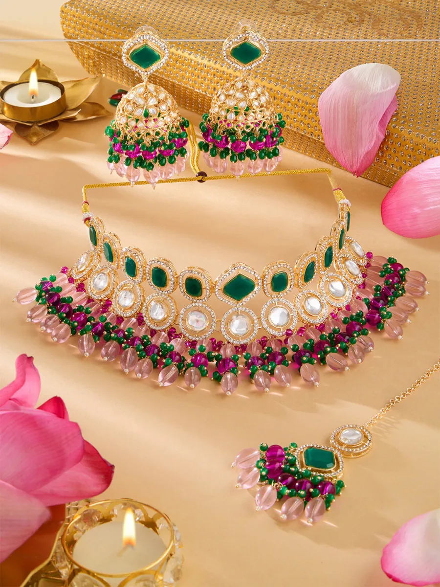 Green Kundan Necklace Set