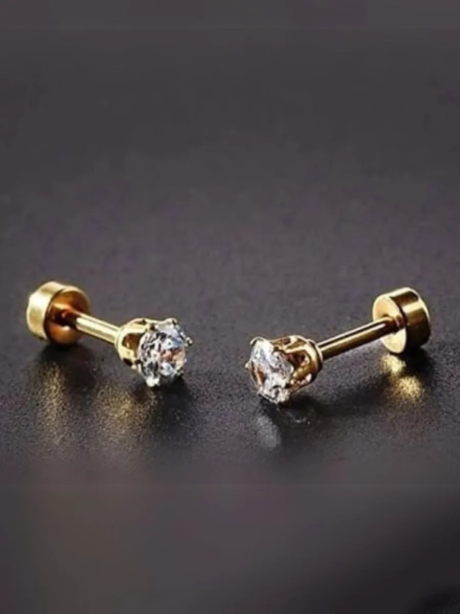 Gold CZ Stud Earrings