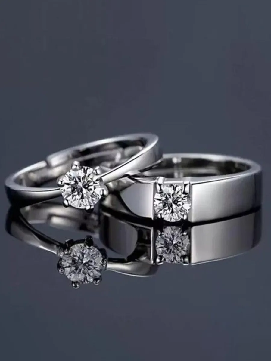 Silver Solitaire Ring Set