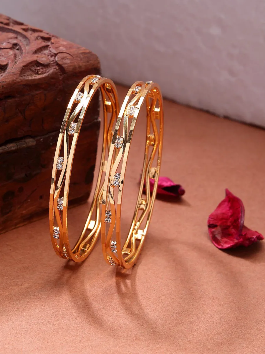 Gold Stone-Studded Bangle Set