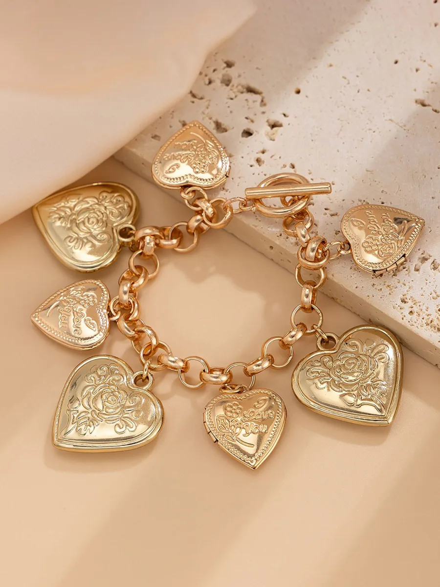 Gold Heart Charm Bracelet