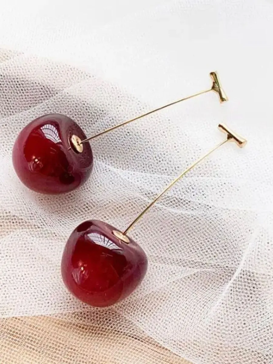 Red Cherry Drop Earrings