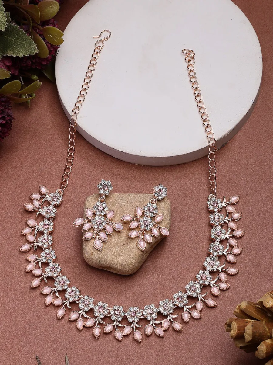 Rose Gold Pink Necklace Set