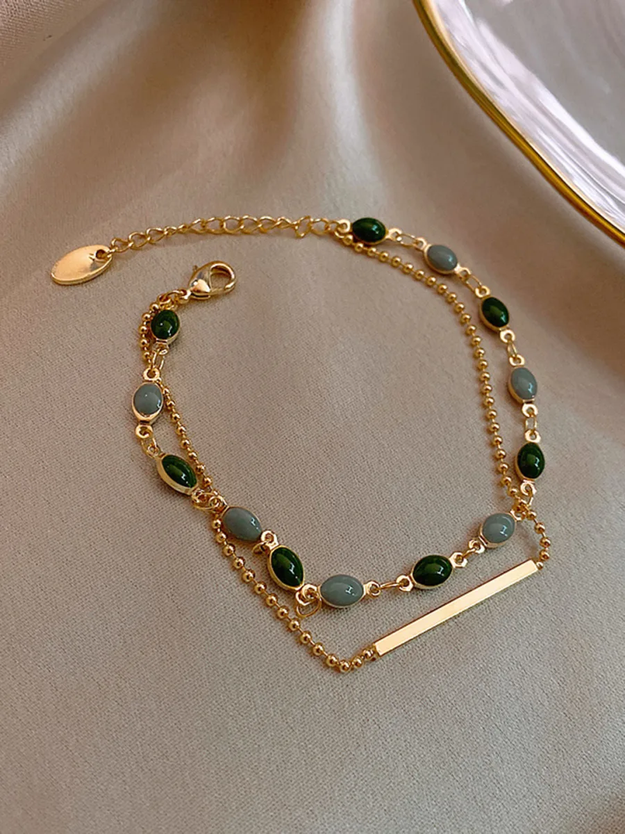 Green Stone Gold Bracelet