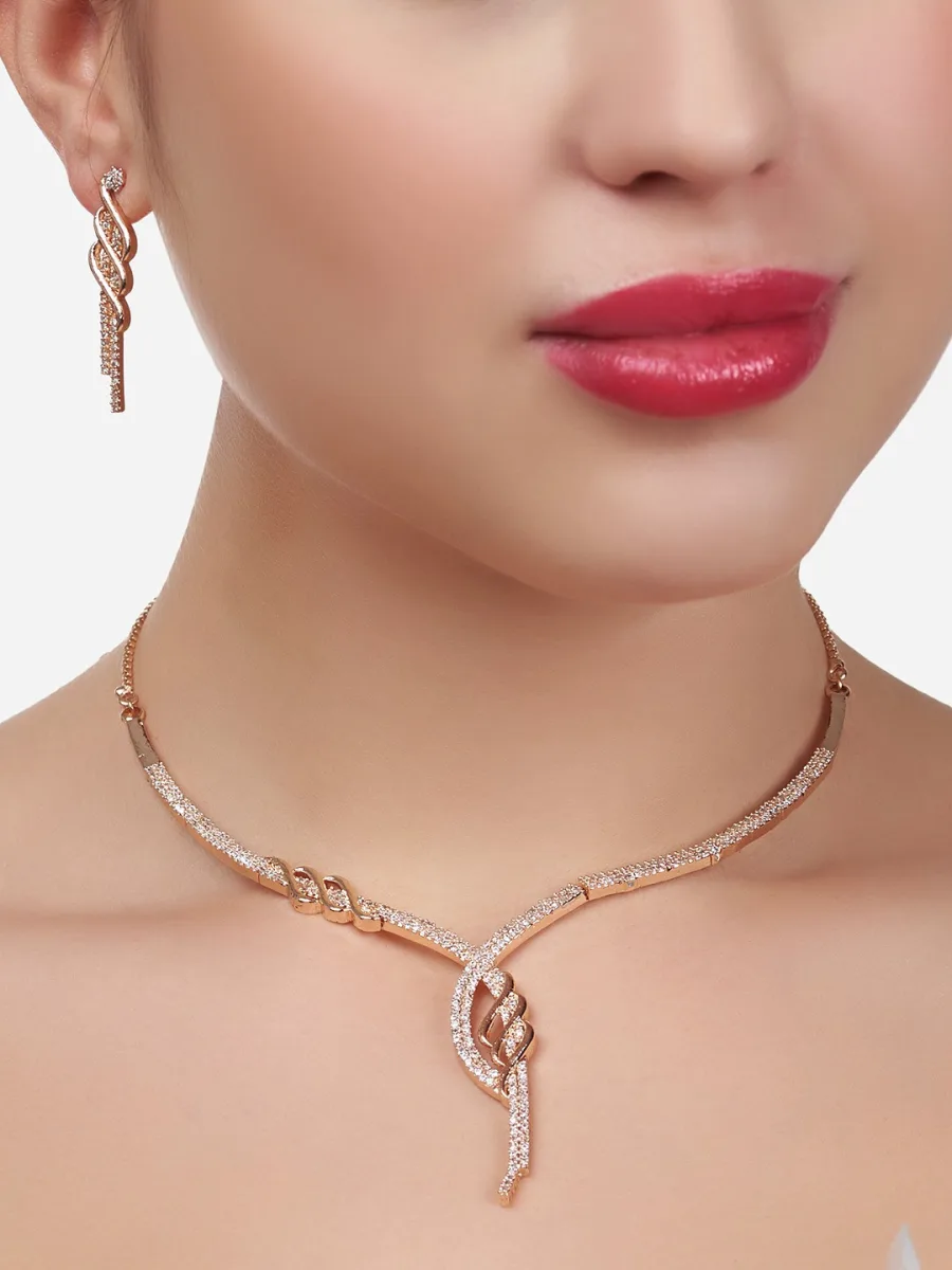 Rose Gold CZ Necklace Set