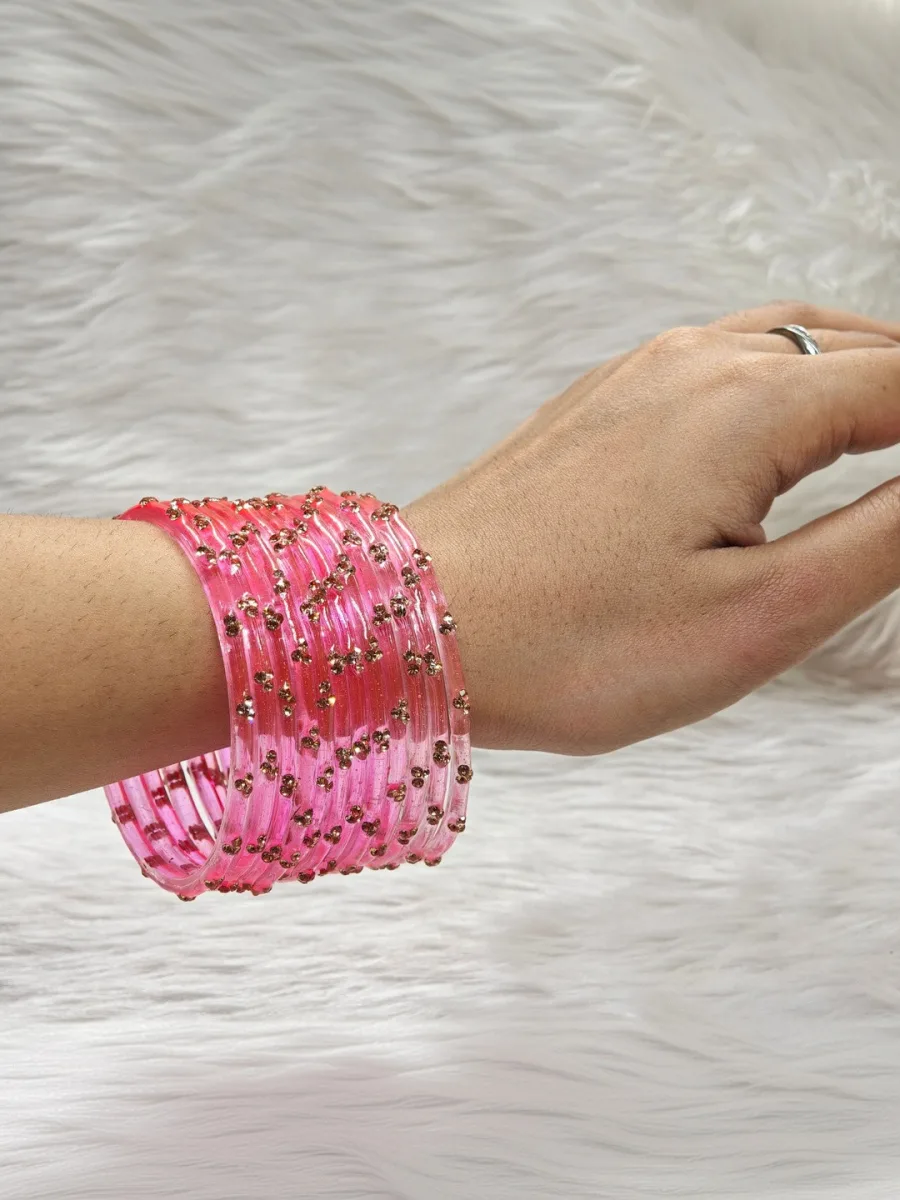 Pink Glass Bangle Set