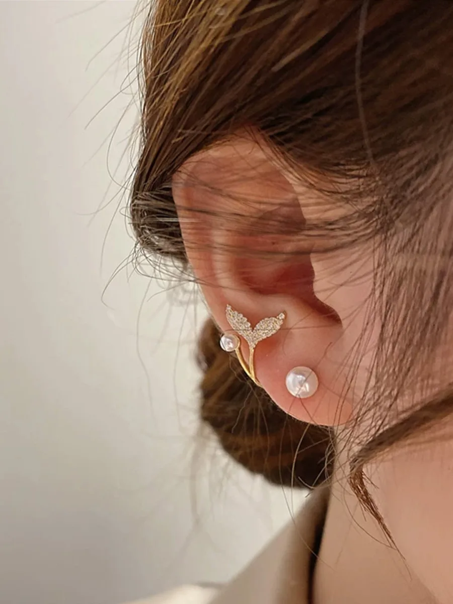 Gold Pearl Stud Earrings