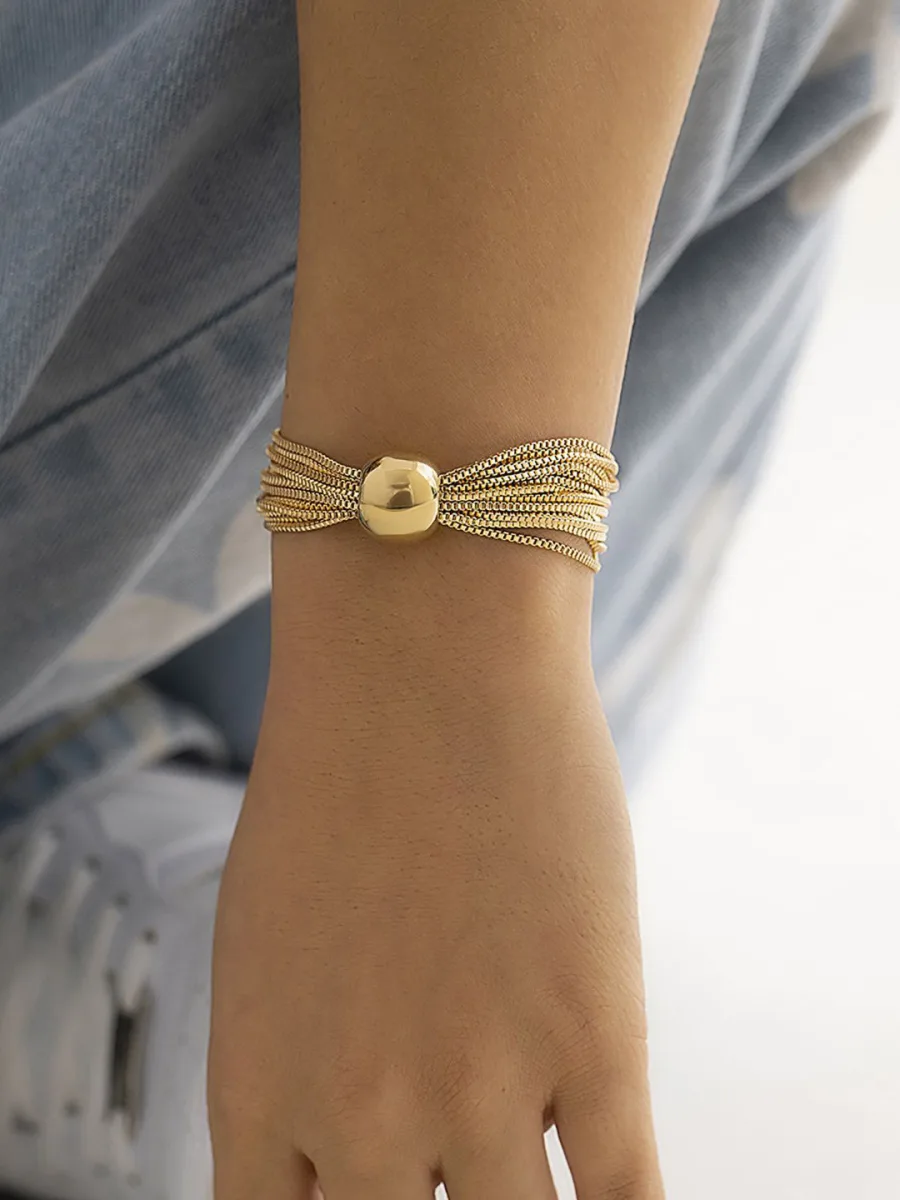 Gold Beaded Chain Bracelet