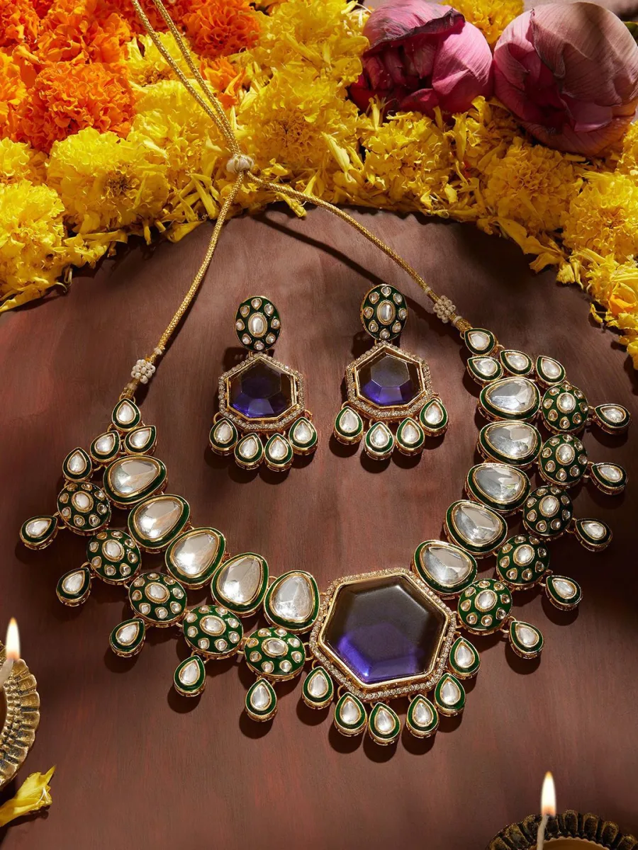 Blue Kundan Necklace Set