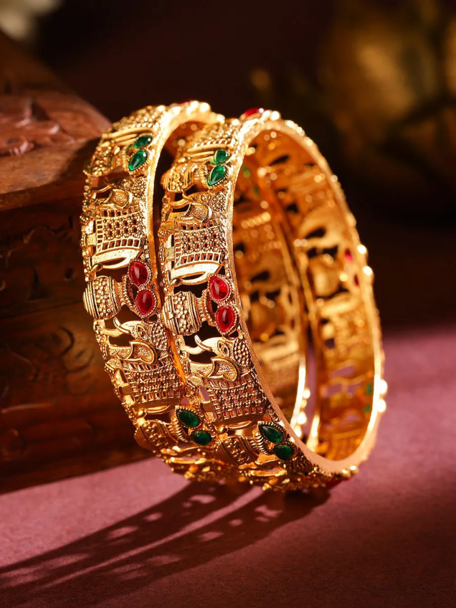 Gold Temple Bangle Set