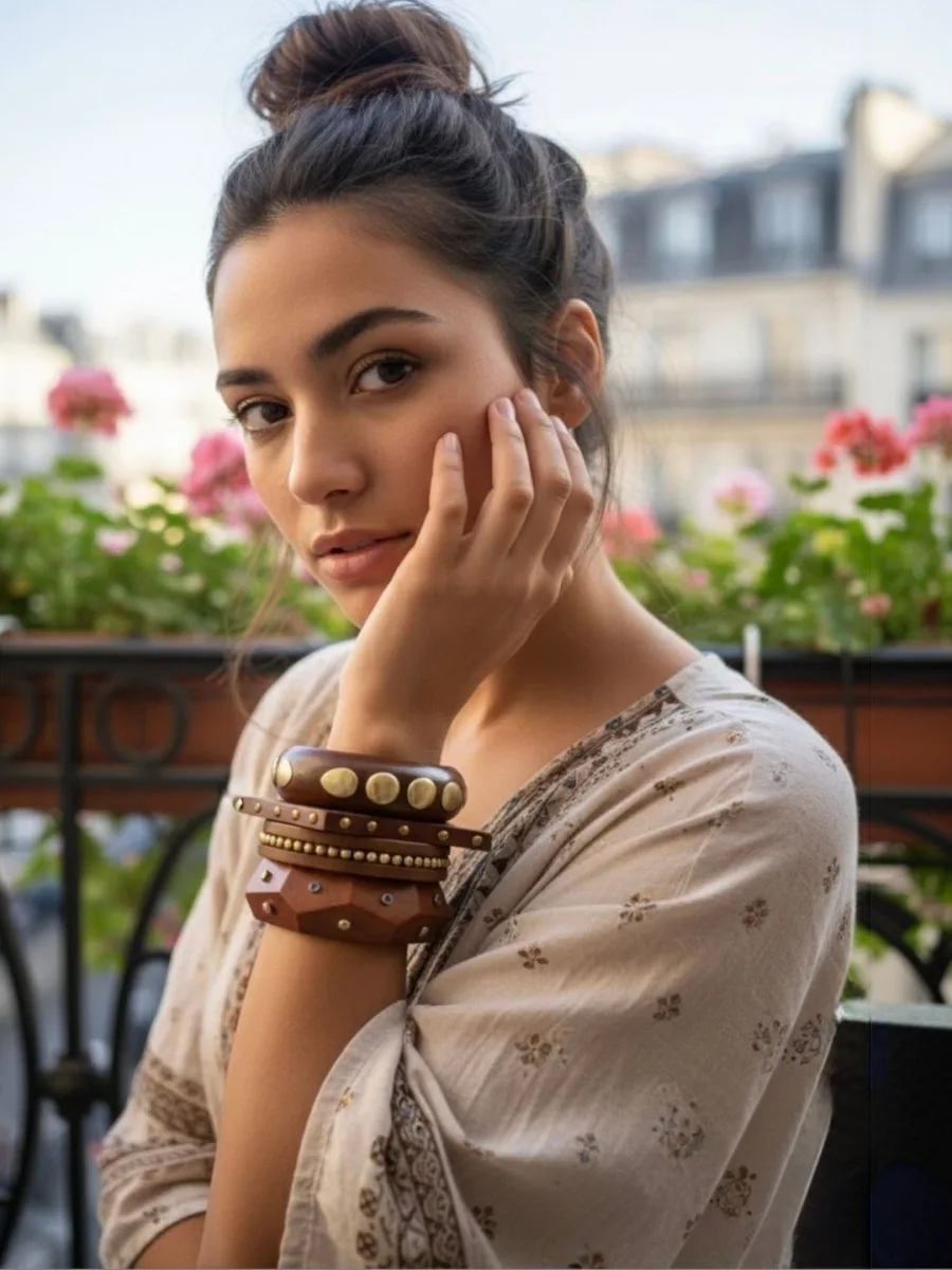 Wooden Cuff Bracelet Set