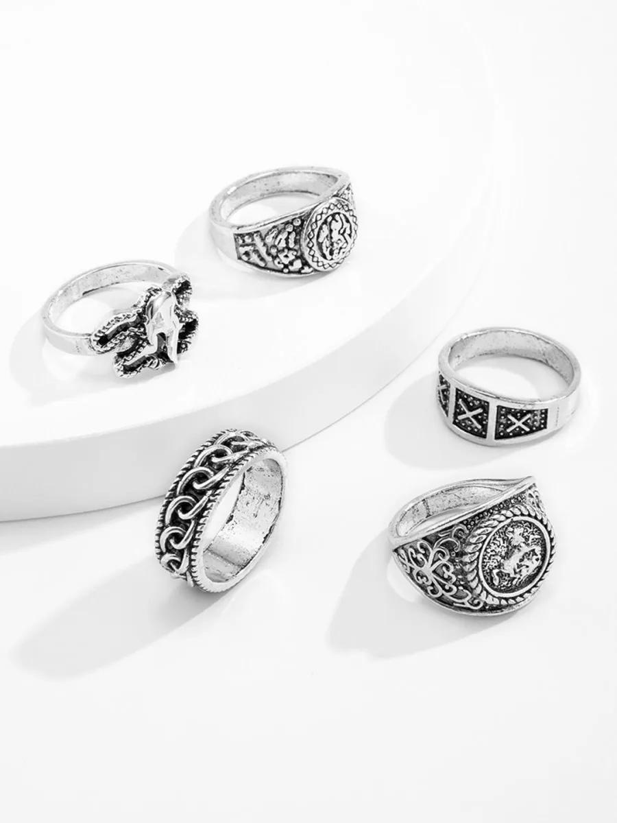 Men Pack Of 5 Finger Rings