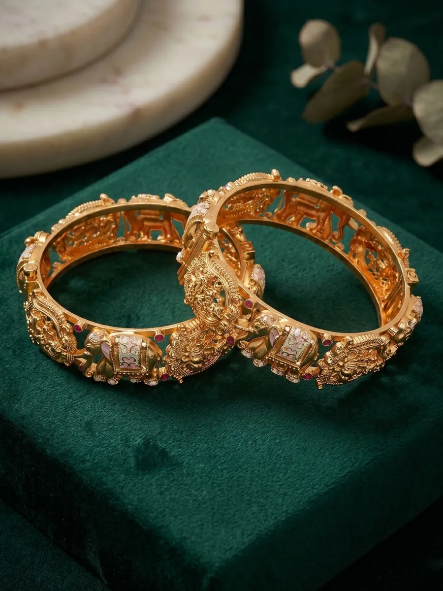 Gold Temple Bangle Set
