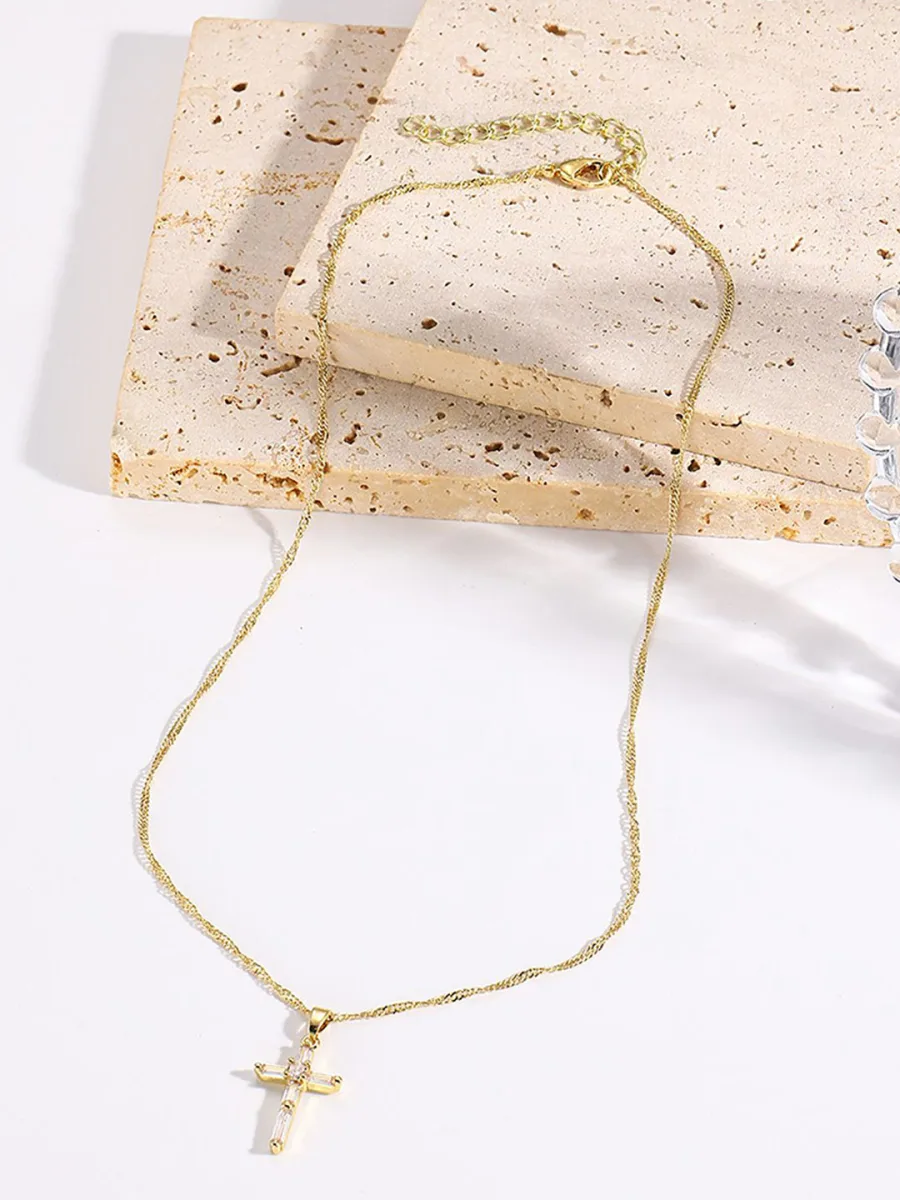 Gold Cross Pendant Necklace