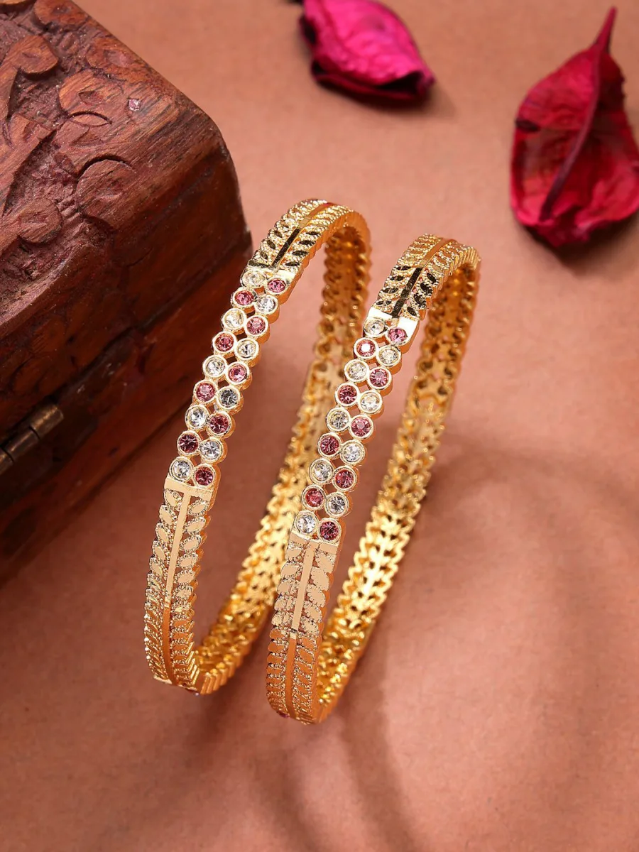 Gold Stone-Studded Bangle Set