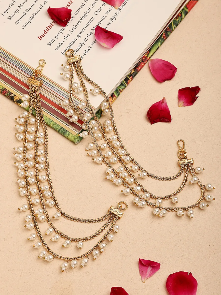 Gold Pearl Ear Chains