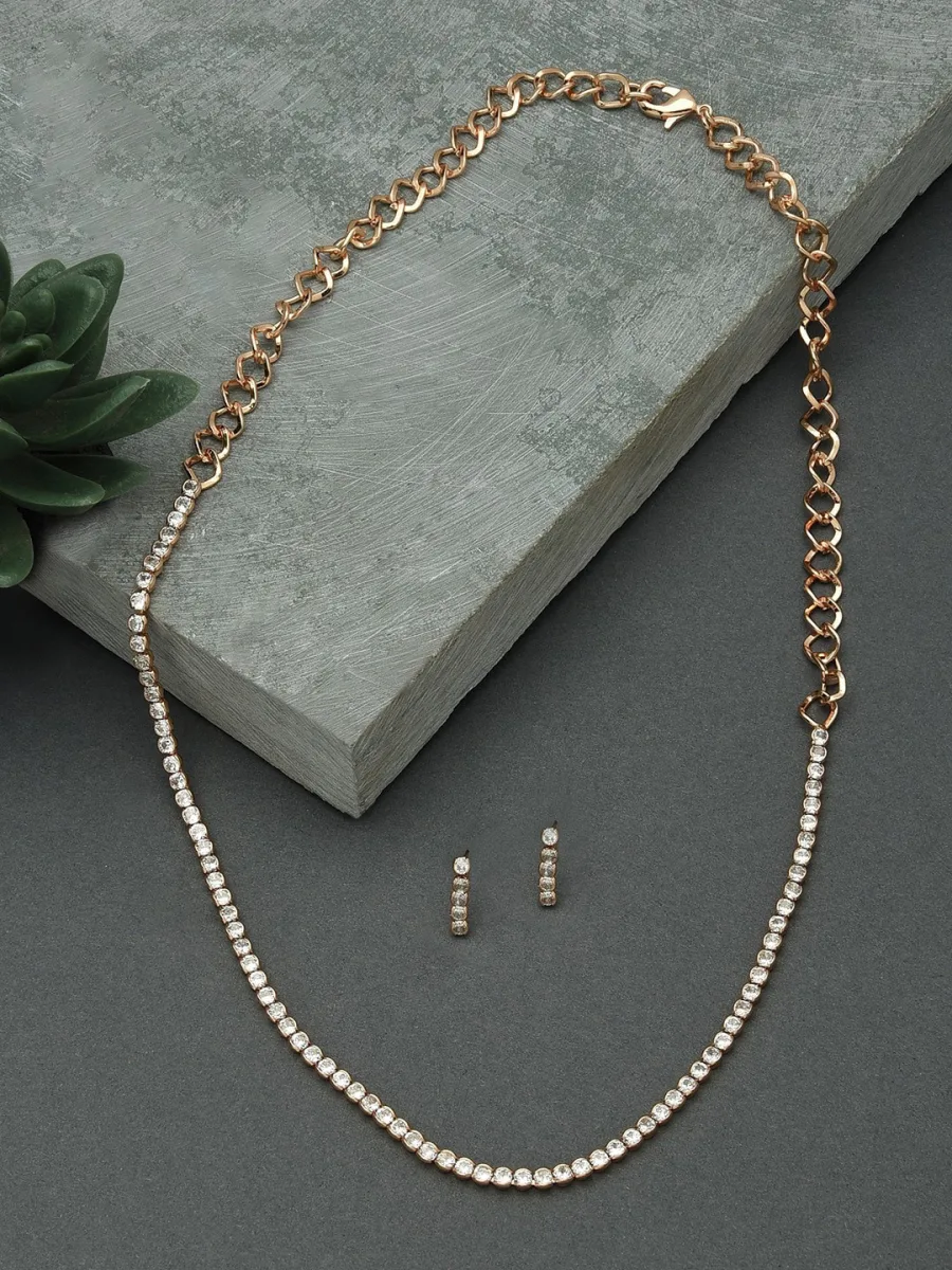 Rose Gold Crystal Necklace Set