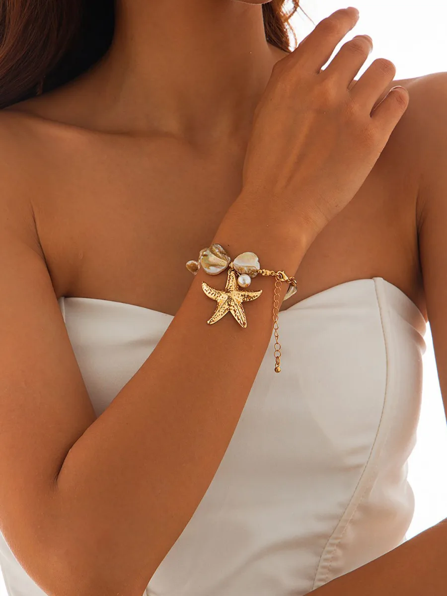Gold Starfish Shell Bracelet
