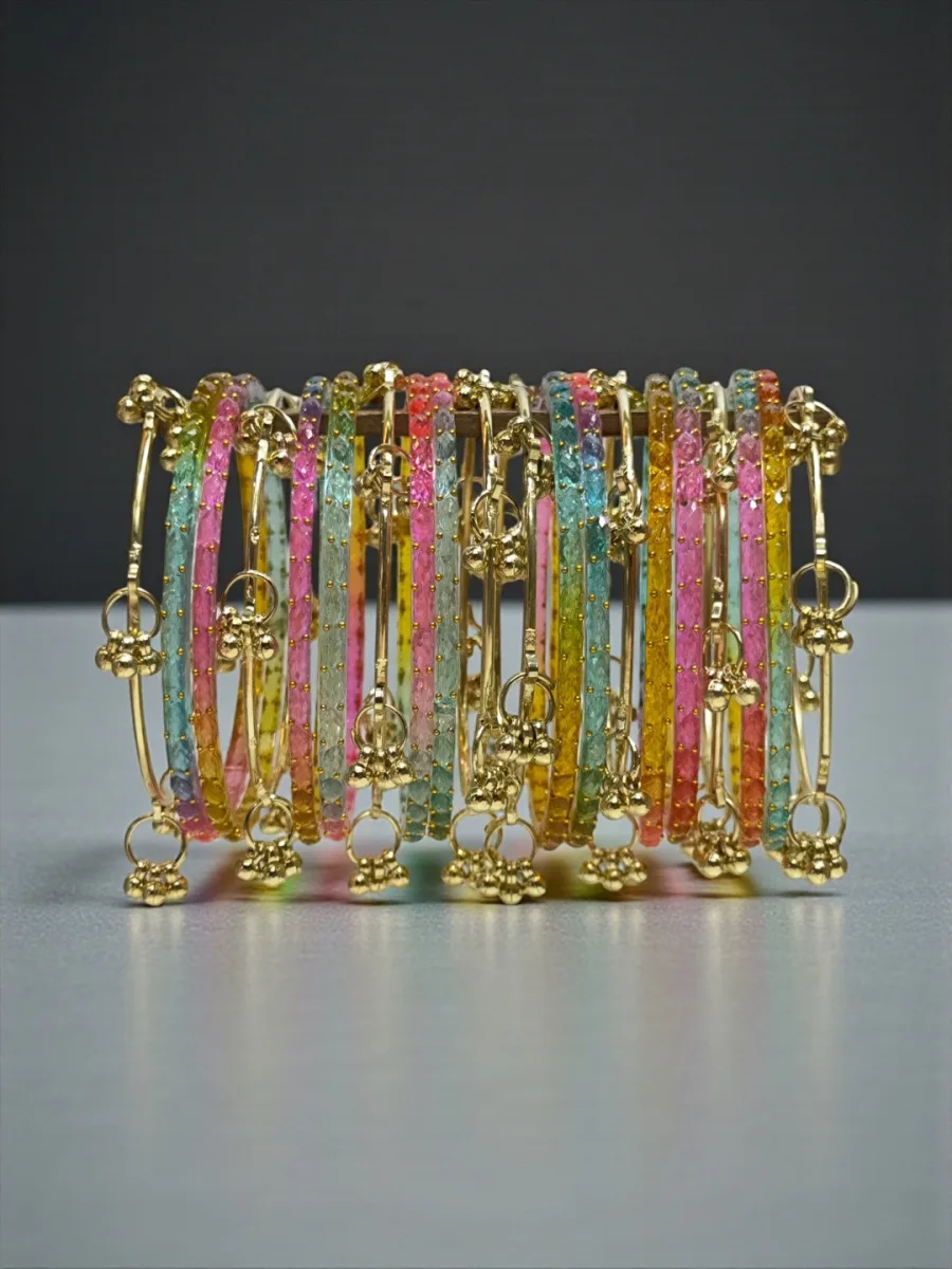 Multicolour Glass Bangle Set
