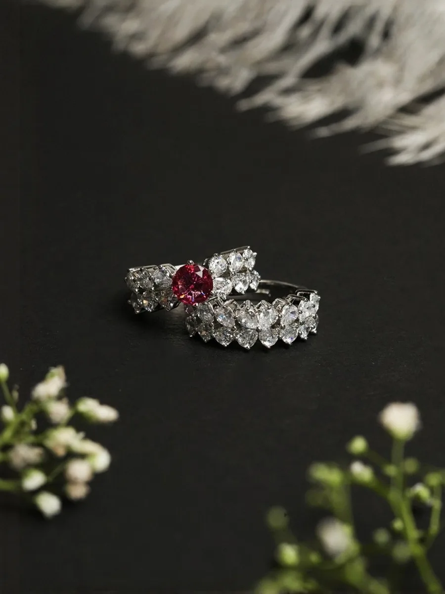 Silver Red Stone Ring