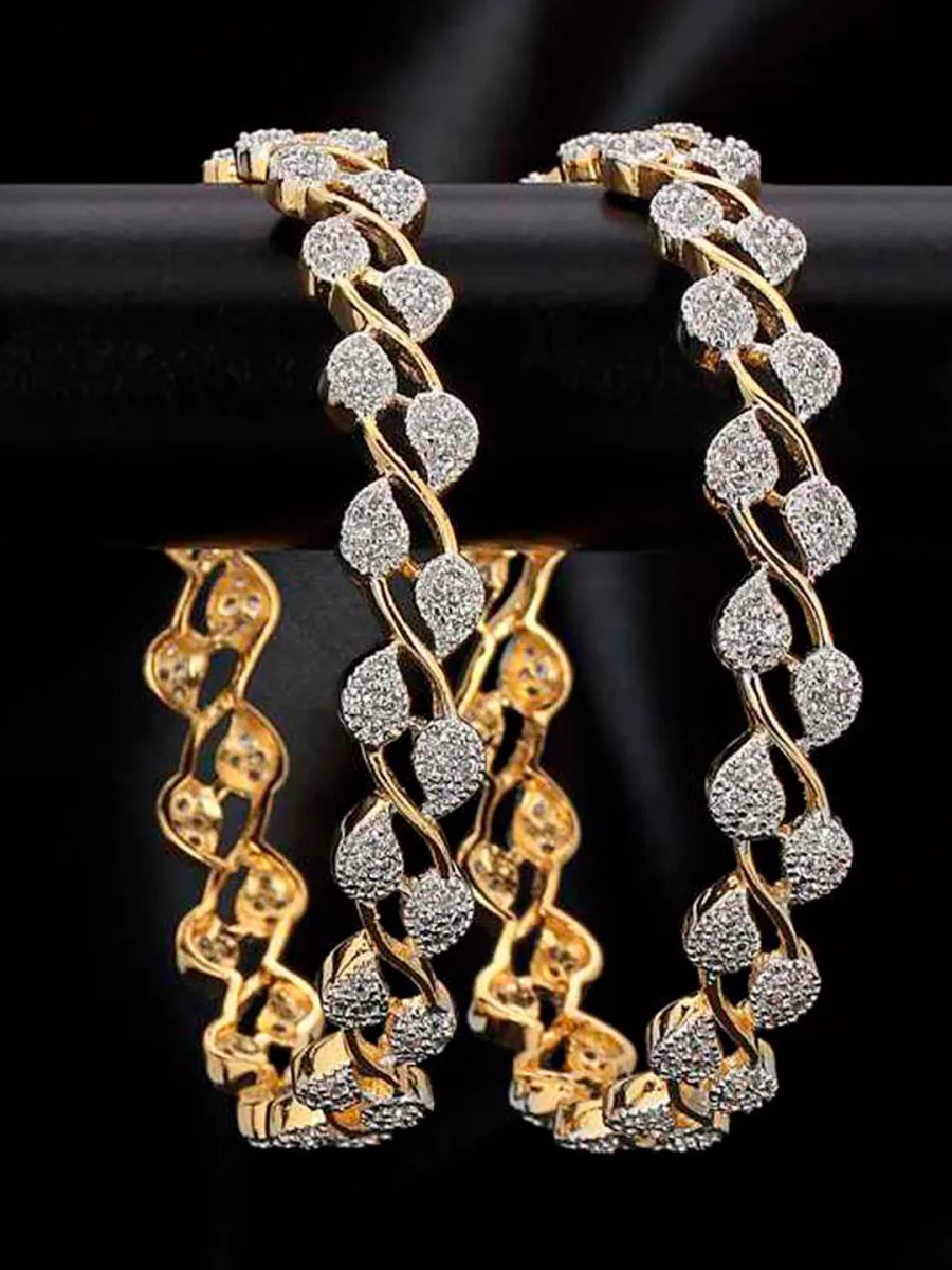 Gold CZ Bangle Set