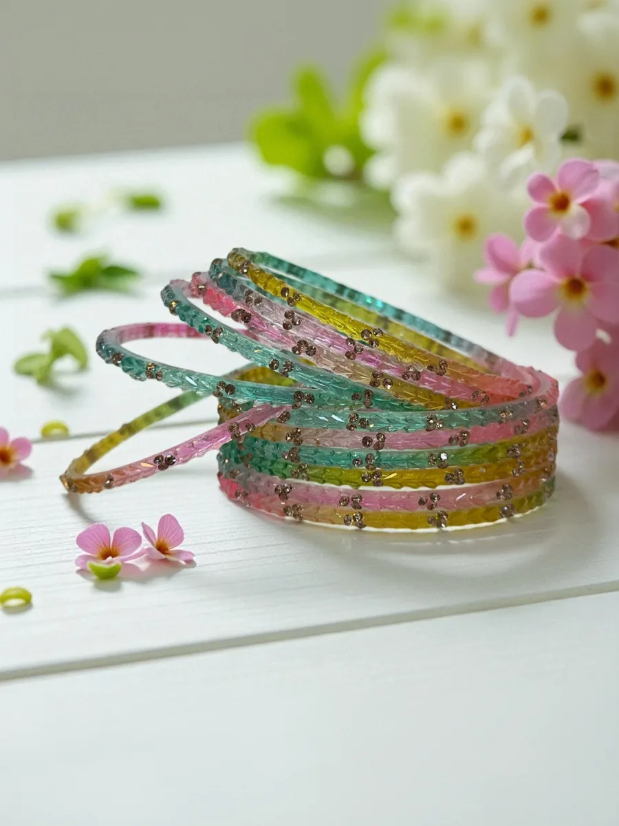 Multicolour Glitter Bangle Set