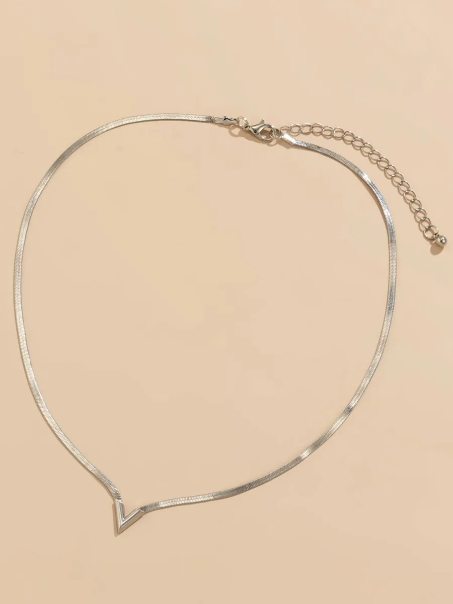 Silver V-Shape Chain Necklace