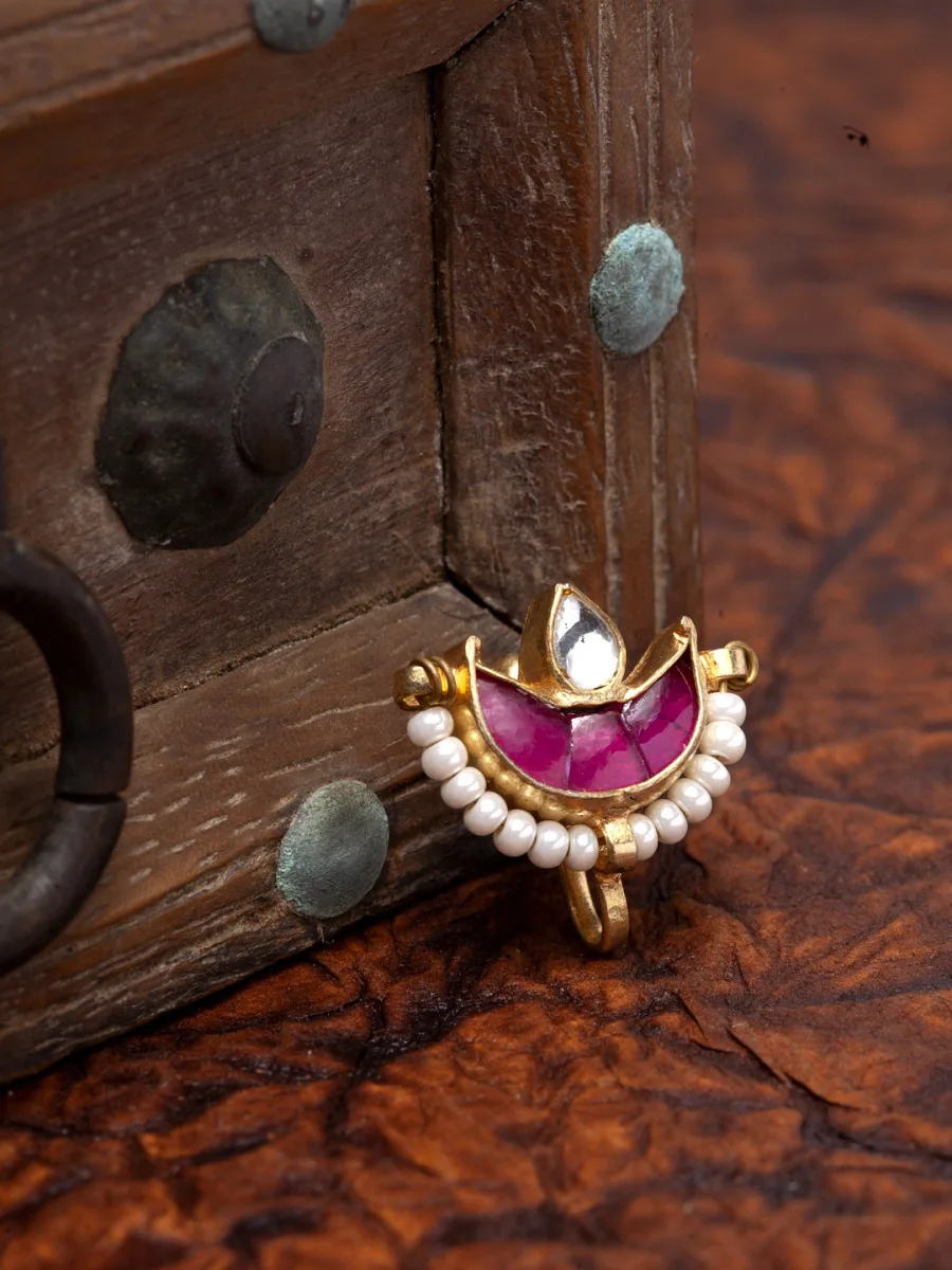 Gold-Plated Kundan-Studded Nose Pin